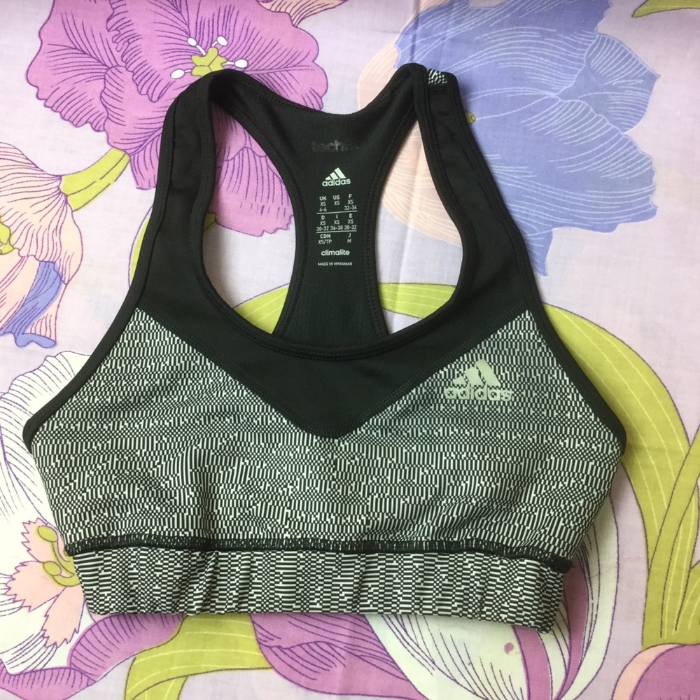 EUC Adidas Climalite Black/Silver Sports Bra